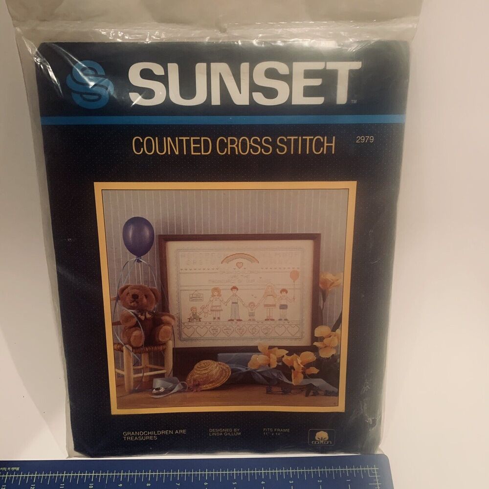 Counted Cross Stitch Grandchildren R Treasures Kit 2979 Sunset 1984 Cottagecore
